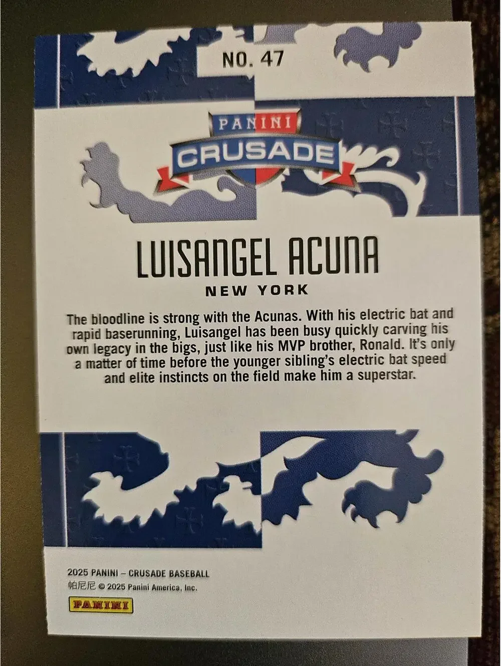 2025 Panini Crusade - Luisangel Acuna (RC) Rookie  #47 - Mets
